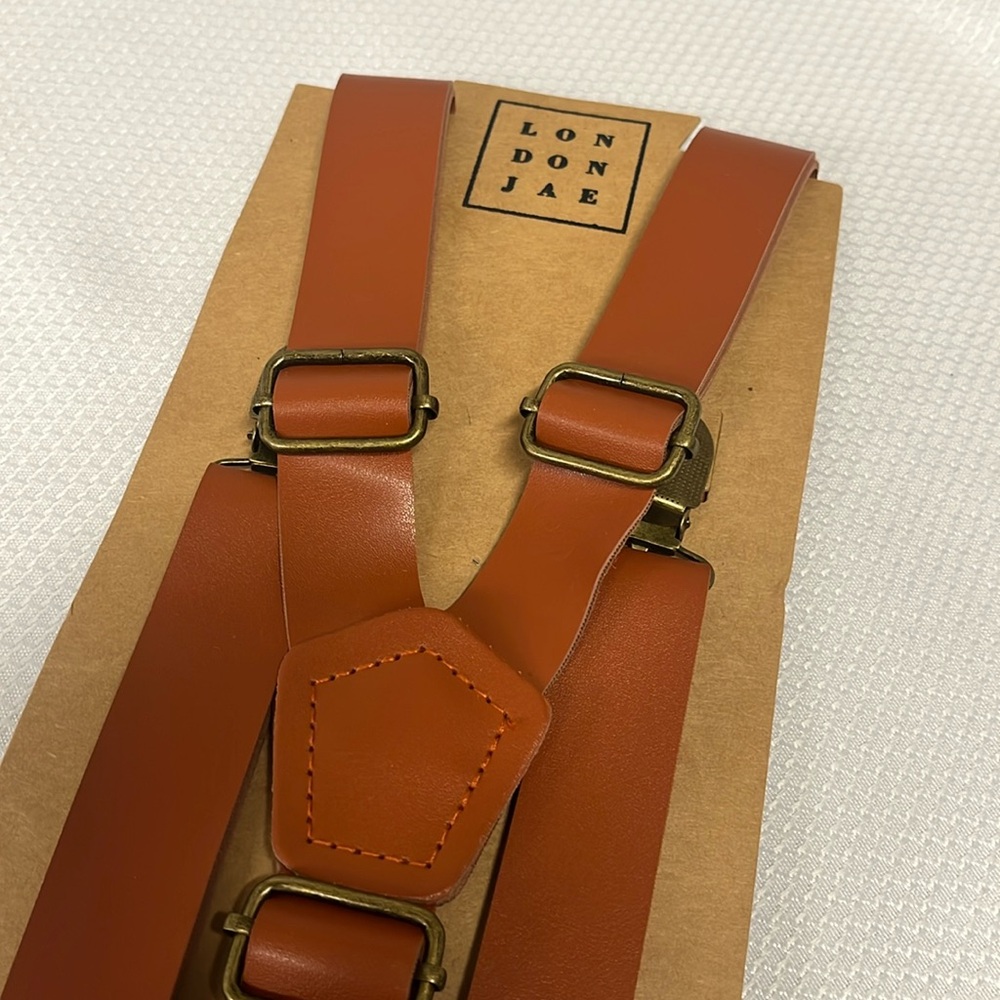 Brown Faux Leather Suspenders for men Ideal Choice for Groomsmen, Wedding